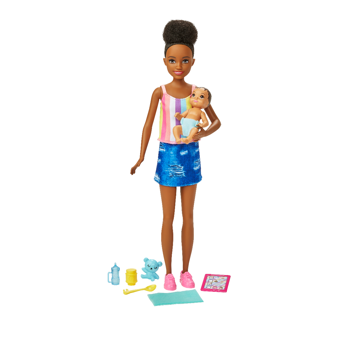 Кукла  Barbie няня  в джинсовой юбке GRP10/GRP12 купить,NaN