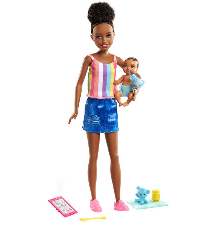 Кукла  Barbie няня  в джинсовой юбке GRP10/GRP12 купить,NaN