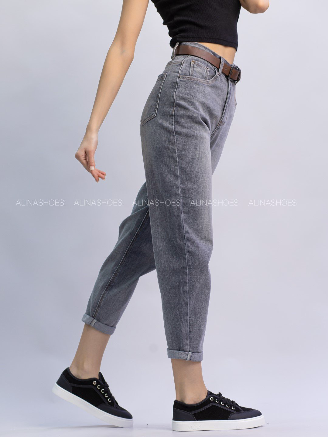 Джинсы джинсы-мом alinashoes графит купить,NaN