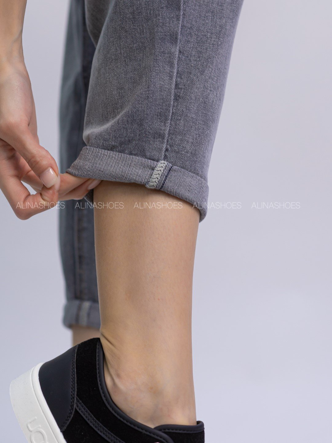 Джинсы джинсы-мом alinashoes графит купить,NaN