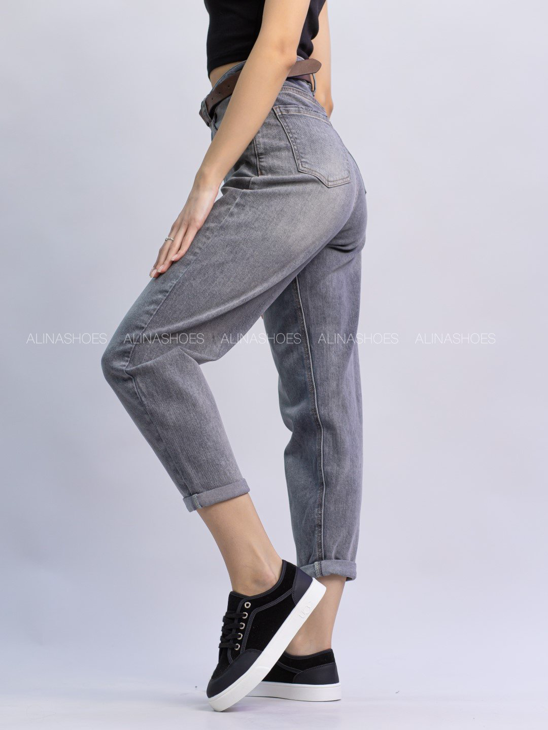 Джинсы джинсы-мом alinashoes графит купить,NaN