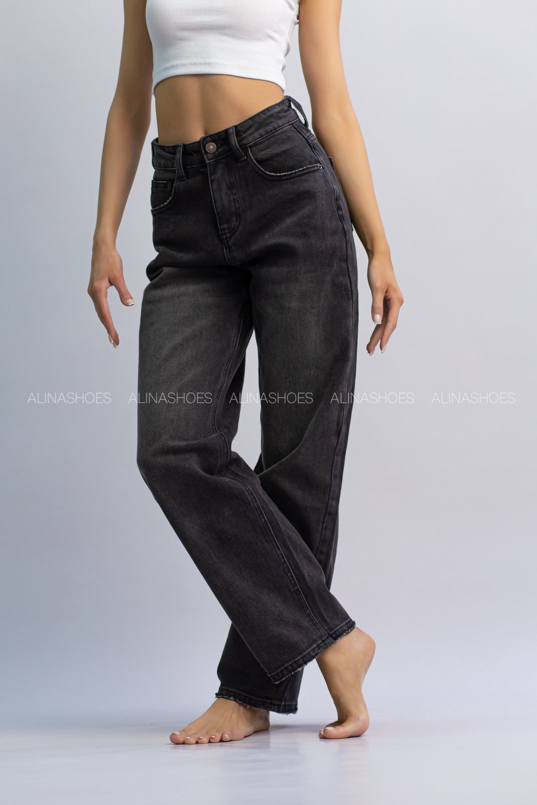Джинсы багги alinashoes черный купить,NaN
