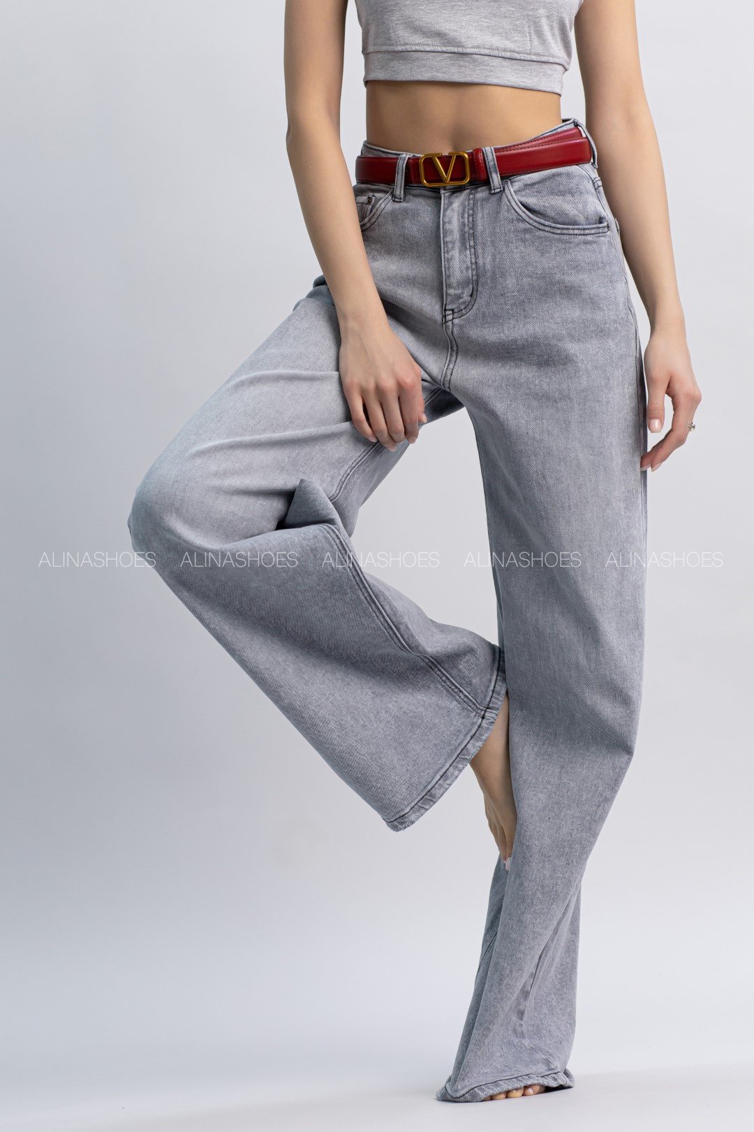 Джинсы прямые alinashoes серый купить,NaN