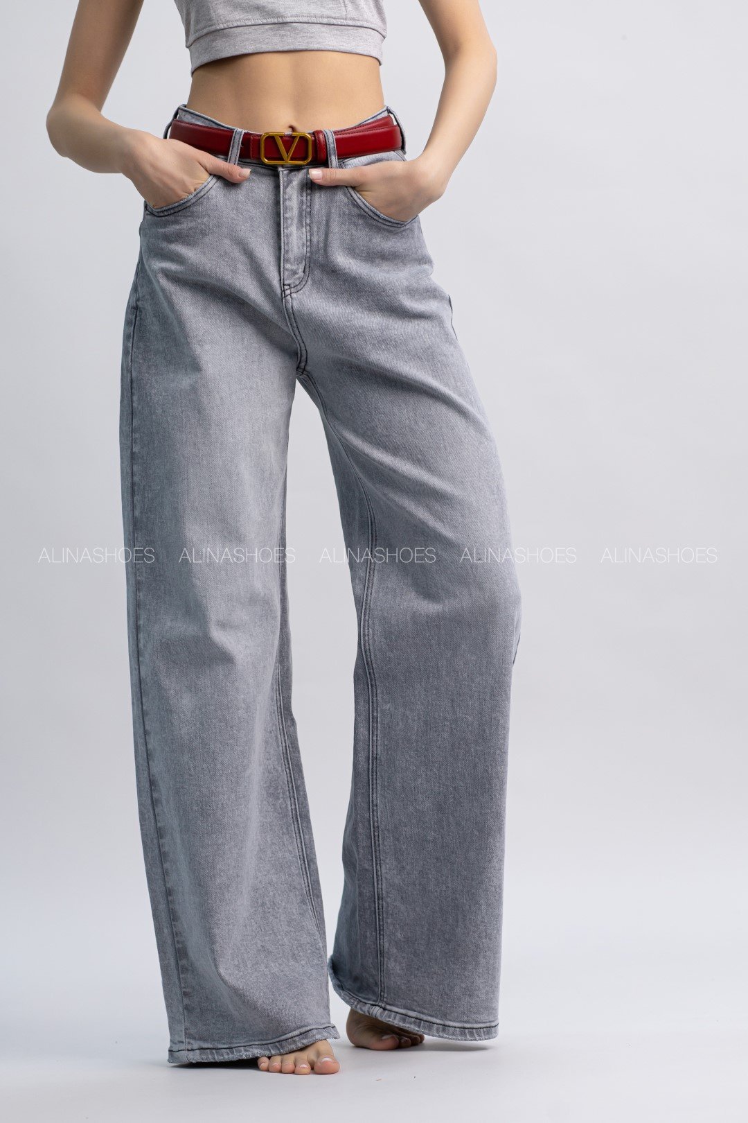 Джинсы прямые alinashoes серый купить,NaN