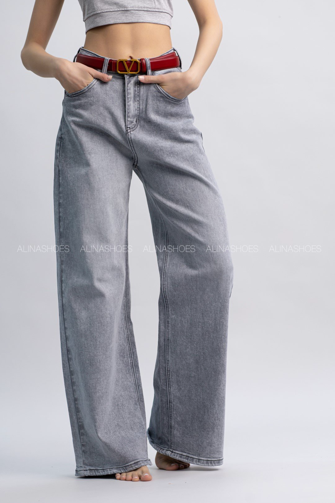 Джинсы прямые alinashoes серый купить,NaN
