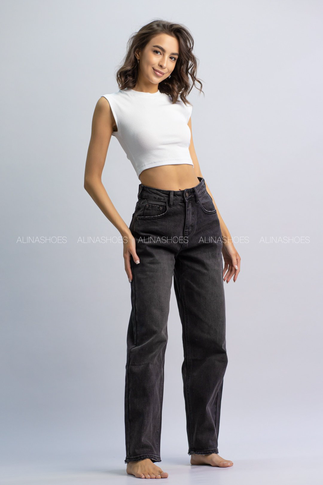 Джинсы багги alinashoes черный купить,NaN