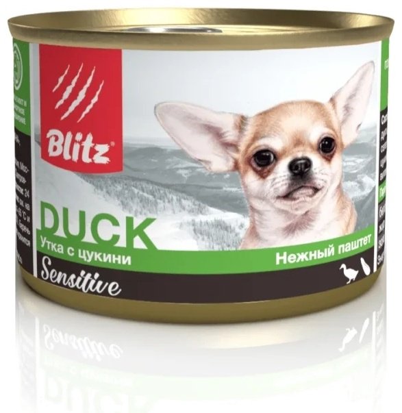 Корм BLITZ Sensitive Duck утка с цукини все породы 200 г 1 шт