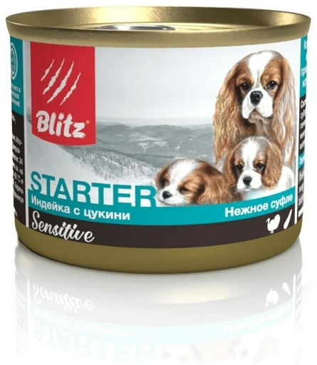 Корм BLITZ Starter Sensitive индейка с цукини все породы 200 г 1 шт