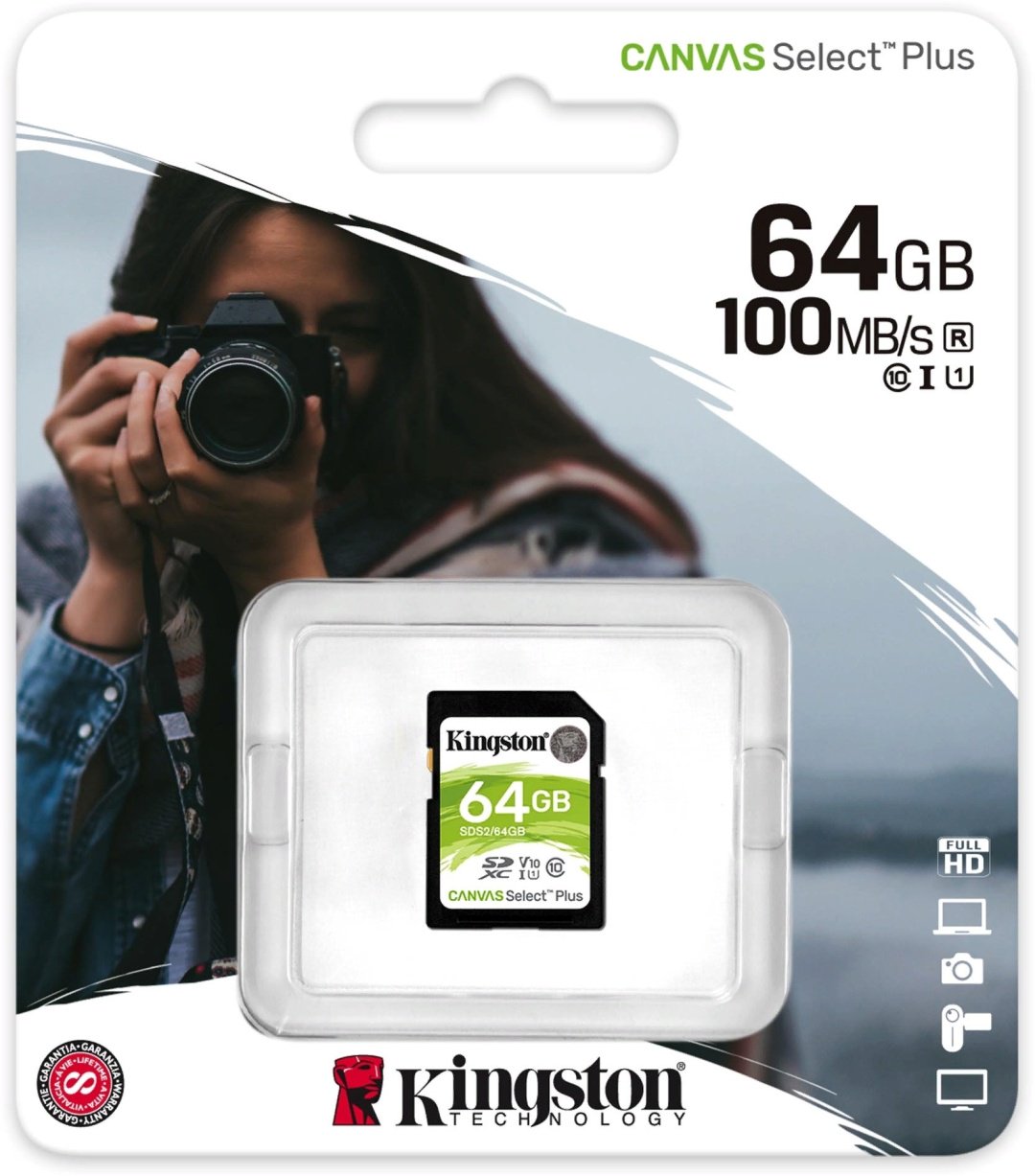 Карта памяти Kingston Canvas Select Plus SDS2 64GB купить,NaN
