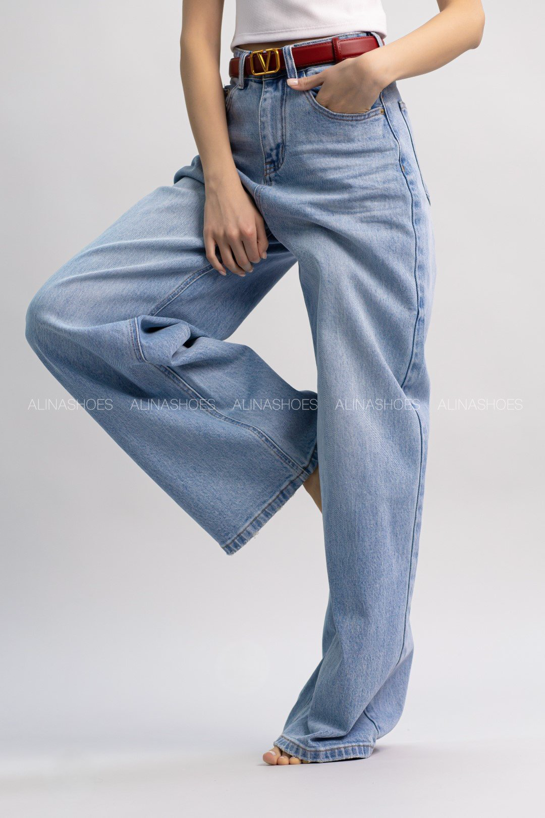 Джинсы прямые alinashoes синий купить,NaN
