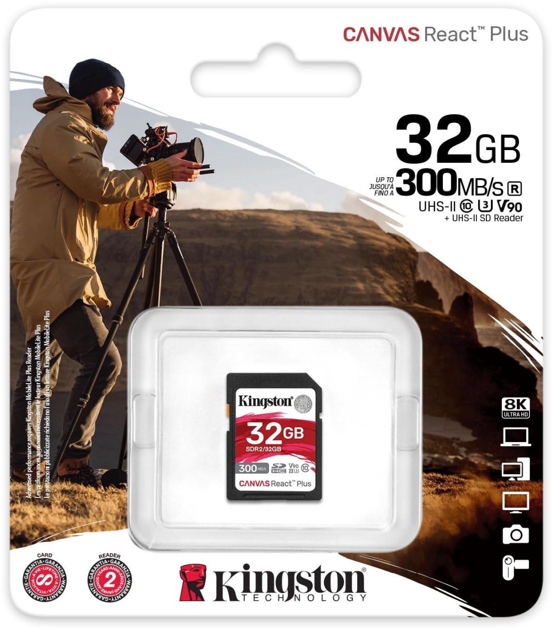 Карта памяти Kingston Canvas React Plus SDR2/32GB 32 Гб купить,NaN