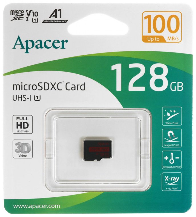 Карта памяти Apacer microSDXC AP128GMCSX10UB-RA 128 Гб