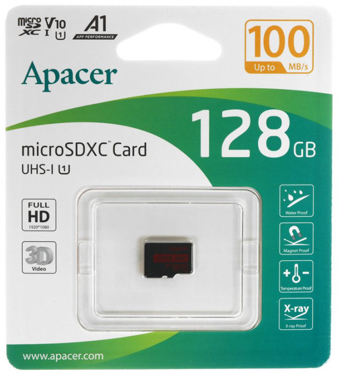 Карта памяти Apacer microSDXC AP128GMCSX10UB-RA 128 Гб
