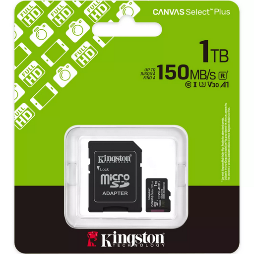 Карта памяти Kingston Canvas Select Plus SDCS3/1TB c адаптером SD
