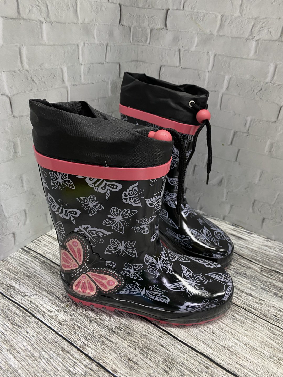 Резиновые сапоги черный, розовый купить,NaN