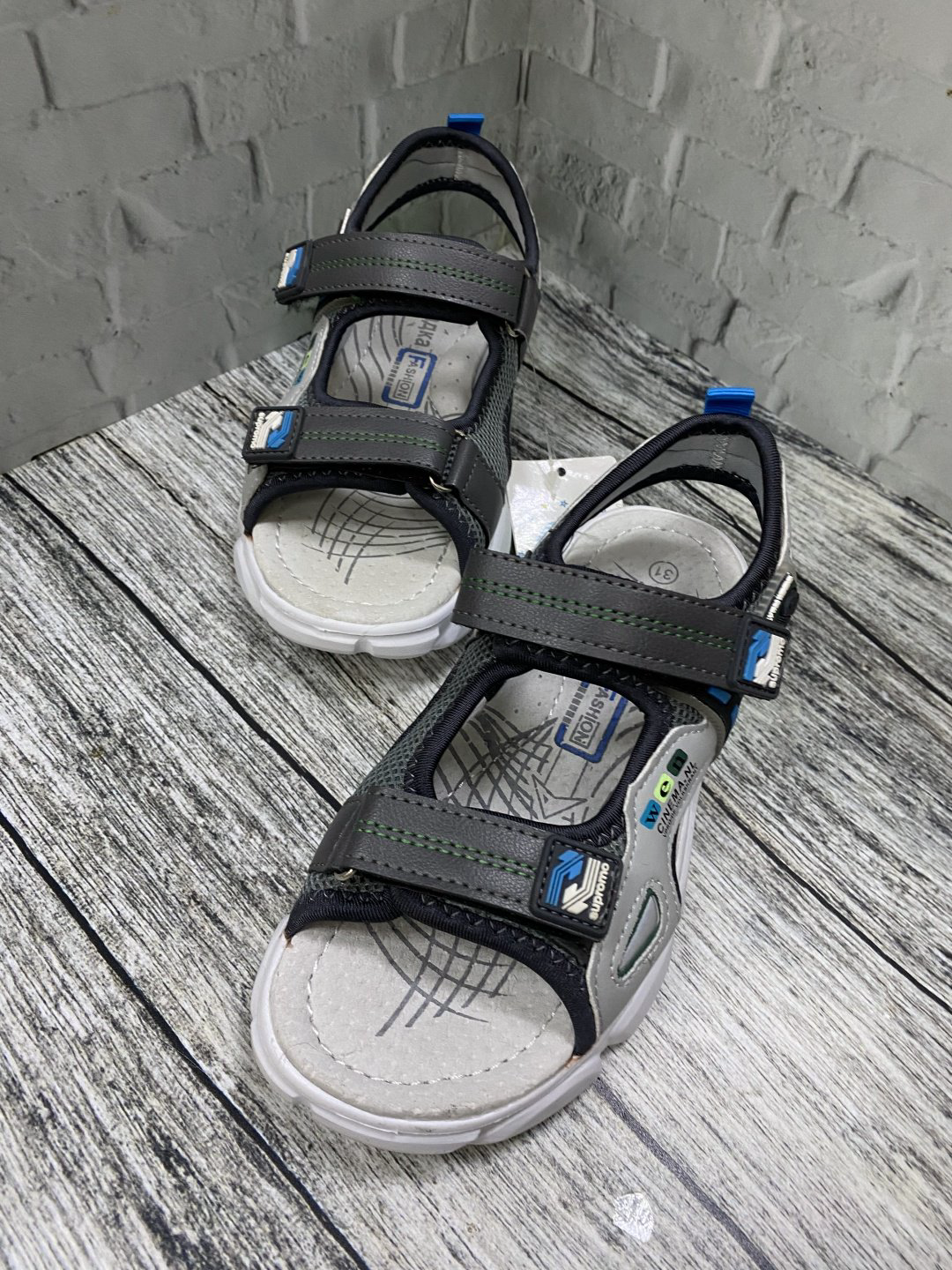 Сандалии ЗАГАДКА голубой, серый купить,NaN