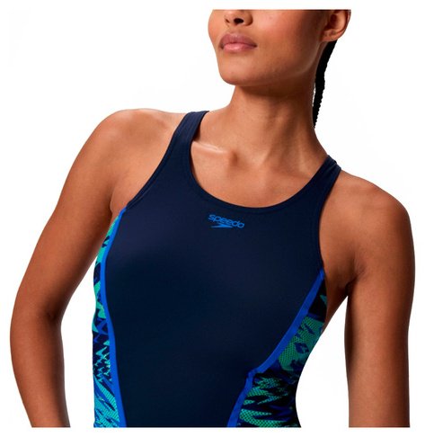 Купальник слитный Speedo темно-синий, светло-зеленый