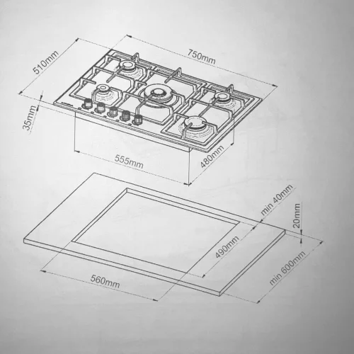 Газовая варочная поверхность Perfecto Domo 02 57 PD белая