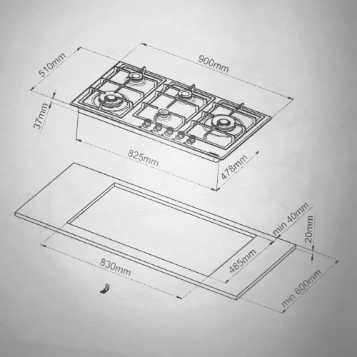 Газовая варочная поверхность Perfecto Domo 02 58 PD белая купить,0