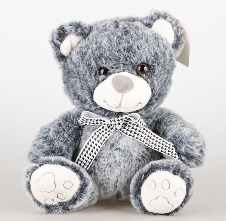 Мягкая игрушка Bulu-Xiong Plush Медвежонок с бантиком серо-голубой 20см купить,NaN