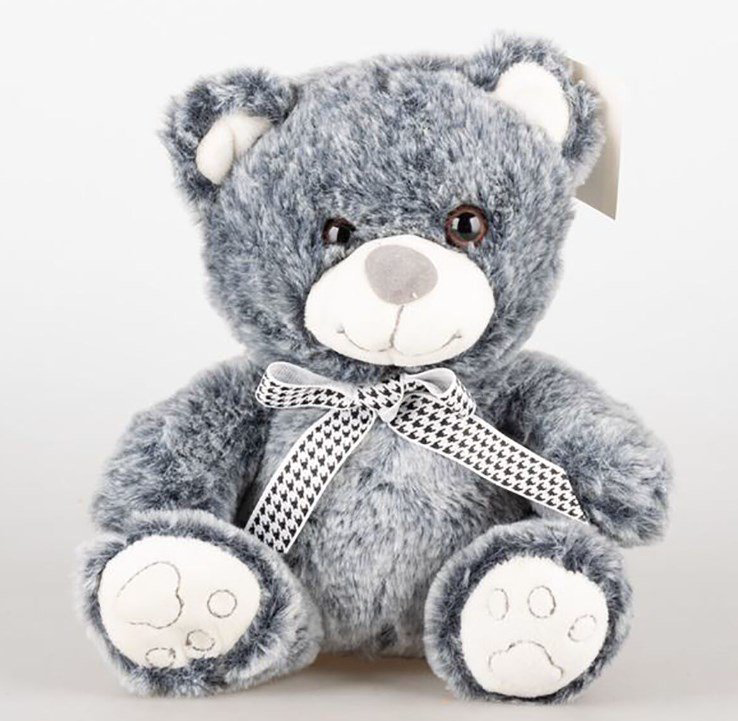 Мягкая игрушка Bulu-Xiong Plush Медвежонок с бантиком серо-голубой 20см купить,NaN