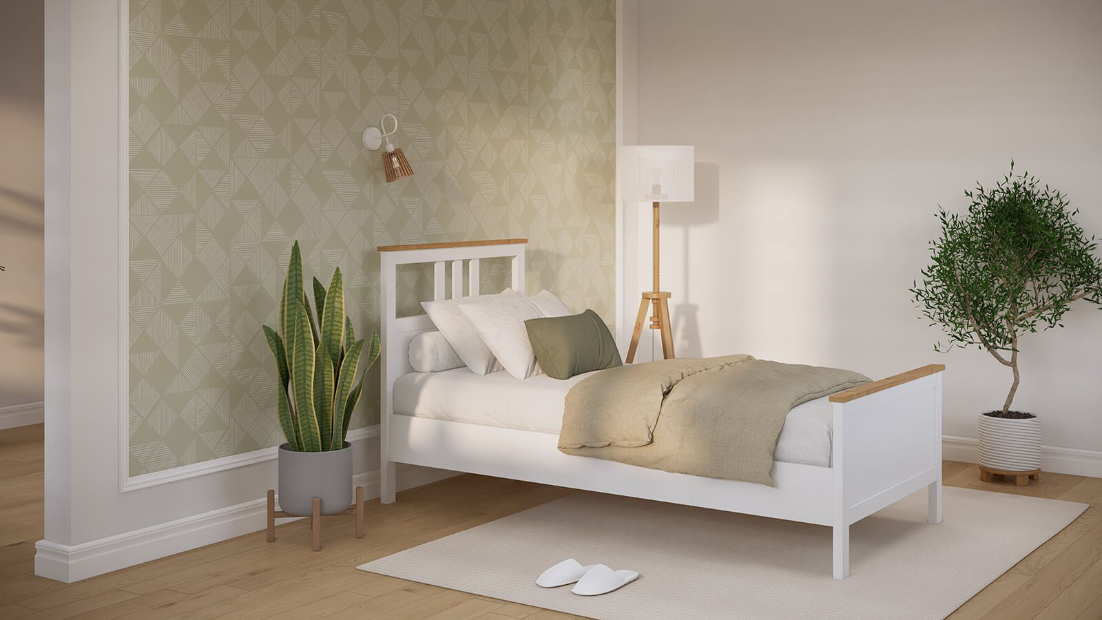Кровать подростковая Кымор, 100x200 см, белый купить,NaN