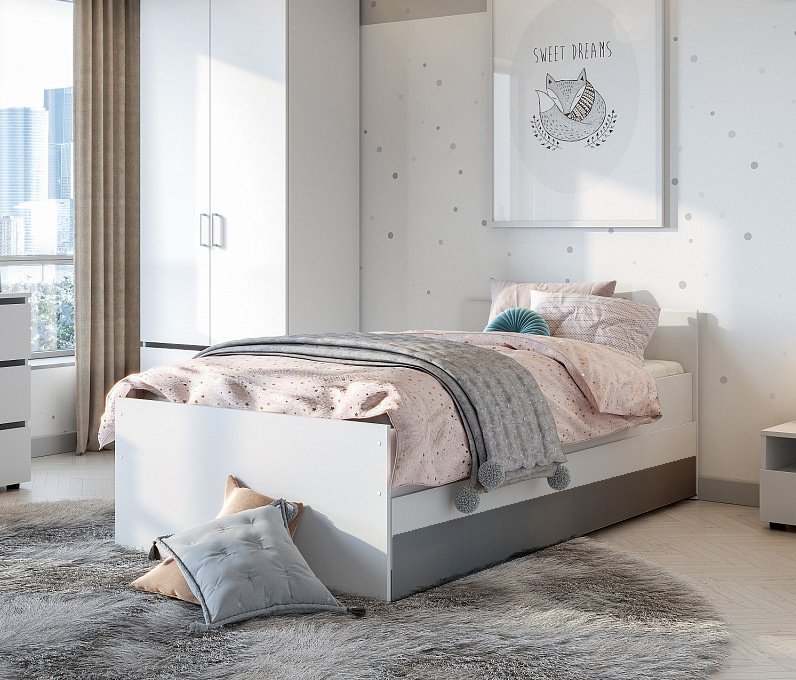 Детская кровать SV Токио, 90x200 см, белый купить,NaN
