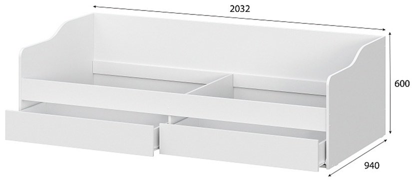 Кровать подростковая КР 2, 90x200 см, белый купить,NaN