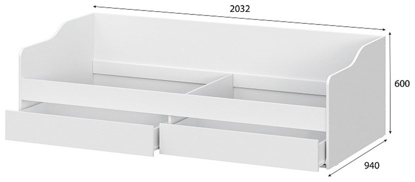 Кровать подростковая КР 2, 90x200 см, белый купить,NaN