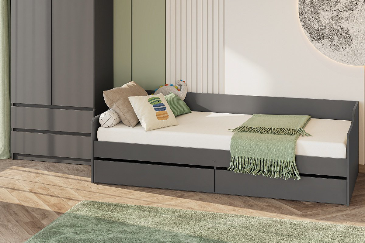 Кровать подростковая КР 2, 90x200 см, графит купить,NaN