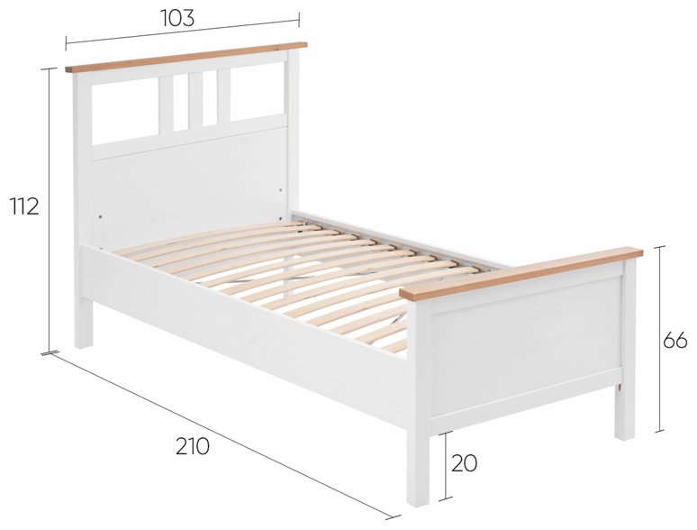 Кровать подростковая Кымор, 100x200 см, белый купить,NaN