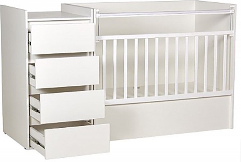 Детская кровать ZETA Polini kids Simple 1901, 60x120 см, белый купить,NaN