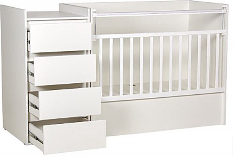 Детская кровать ZETA Polini kids Simple 1901, 60x120 см, белый купить,NaN