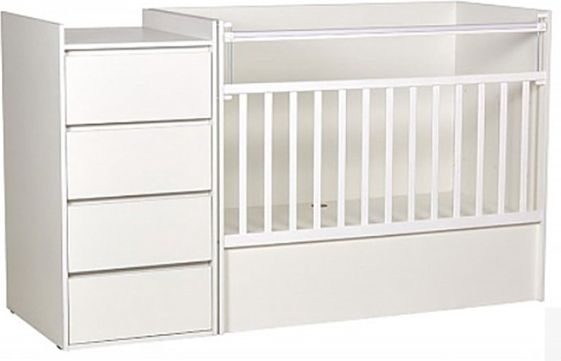 Детская кровать ZETA Polini kids Simple 1901, 60x120 см, белый купить,NaN