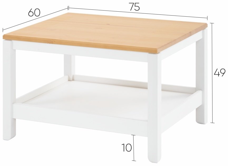 Журнальный столик кофейный КОДЗУВ, 75x60x48.5 см, белый, светло-коричневый купить,NaN