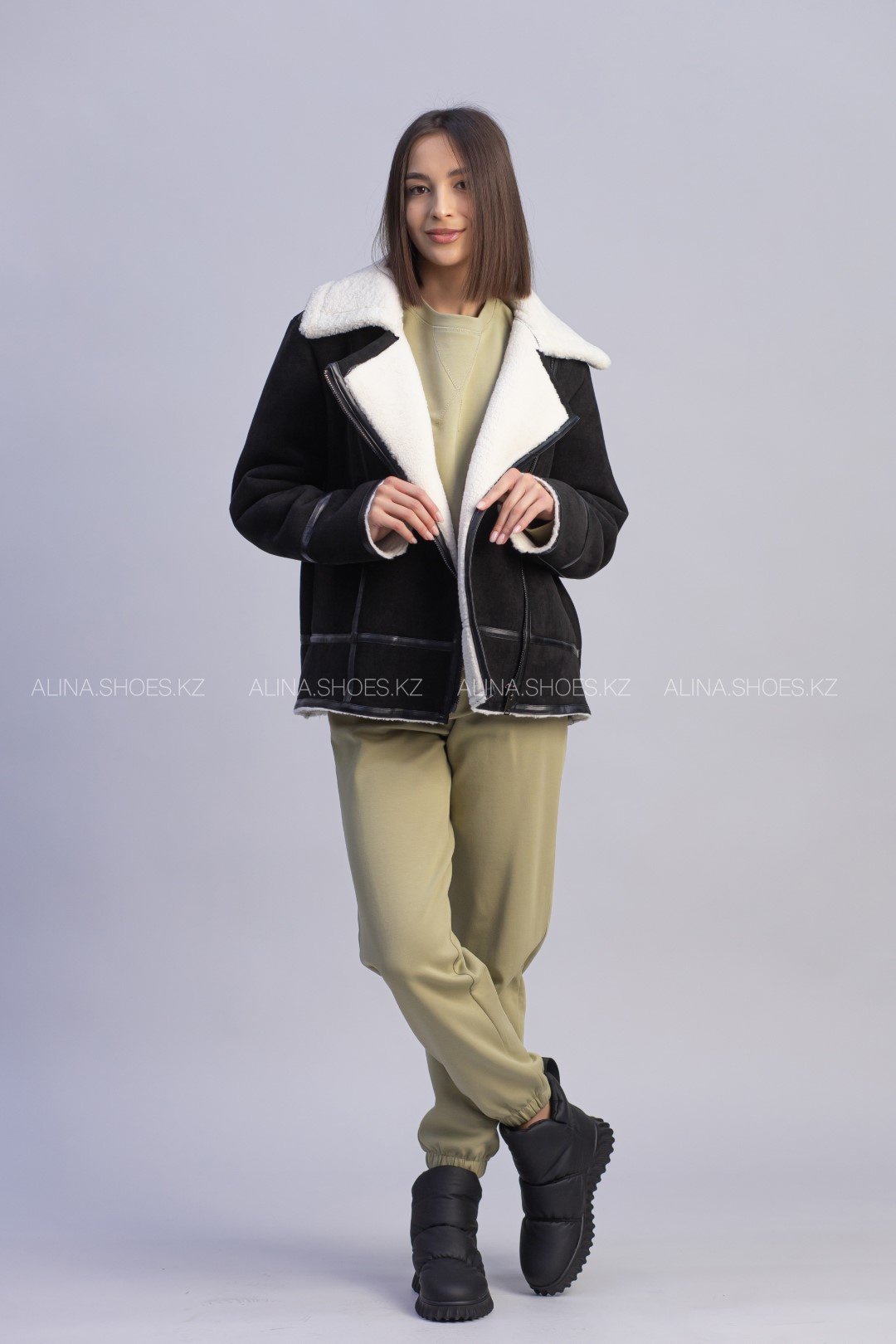 Дубленка alinashoes черный купить,NaN
