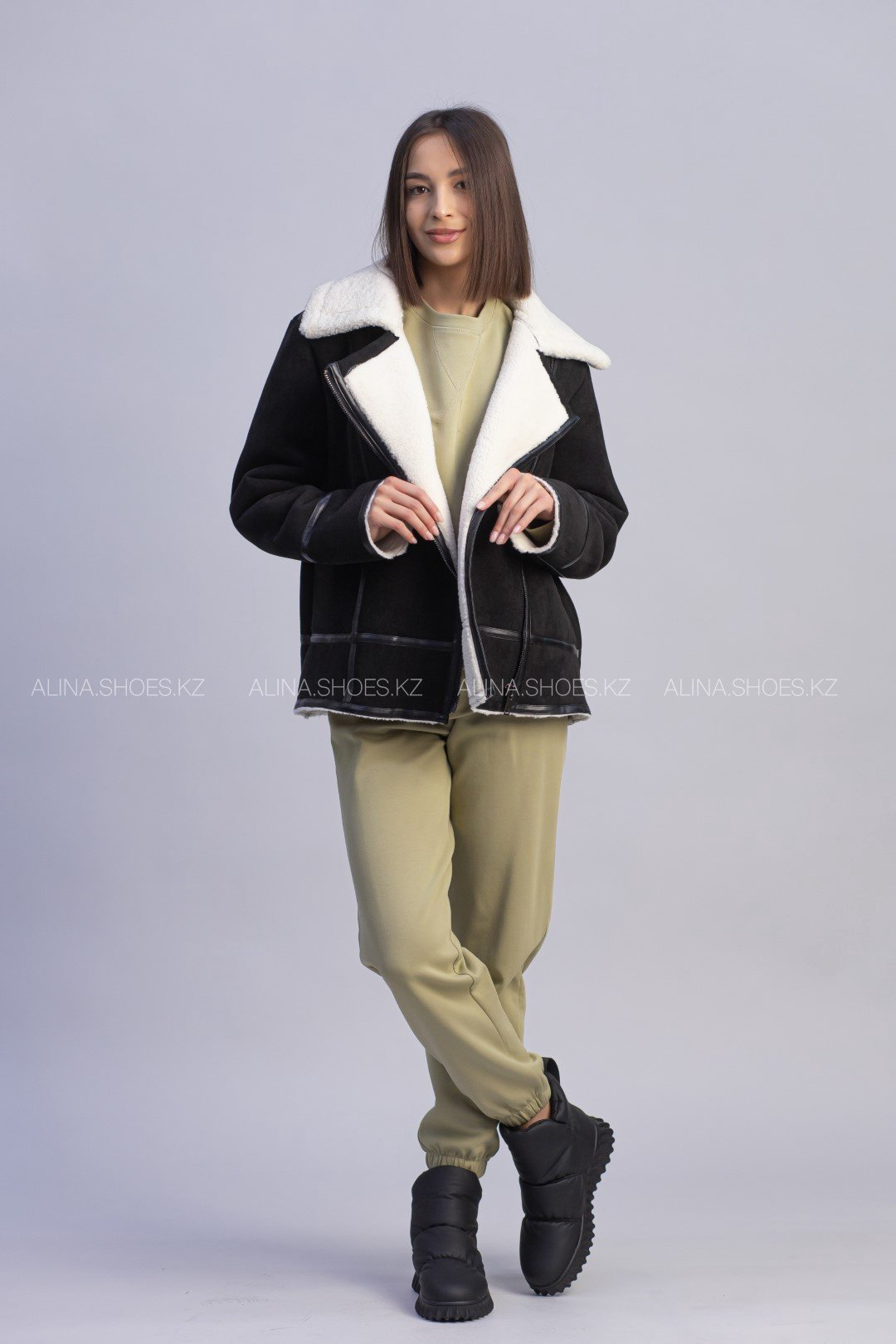 Дубленка alinashoes черный купить,NaN