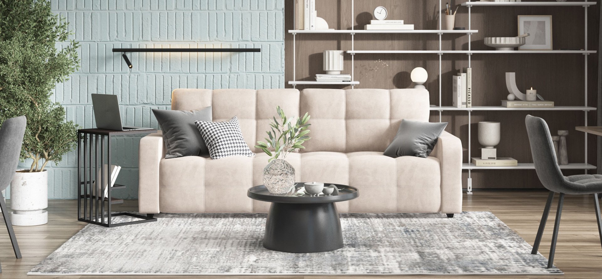 Диван Много Мебели DANDY Euro, 231х105 см, обивка ткань, бежевый купить,NaN