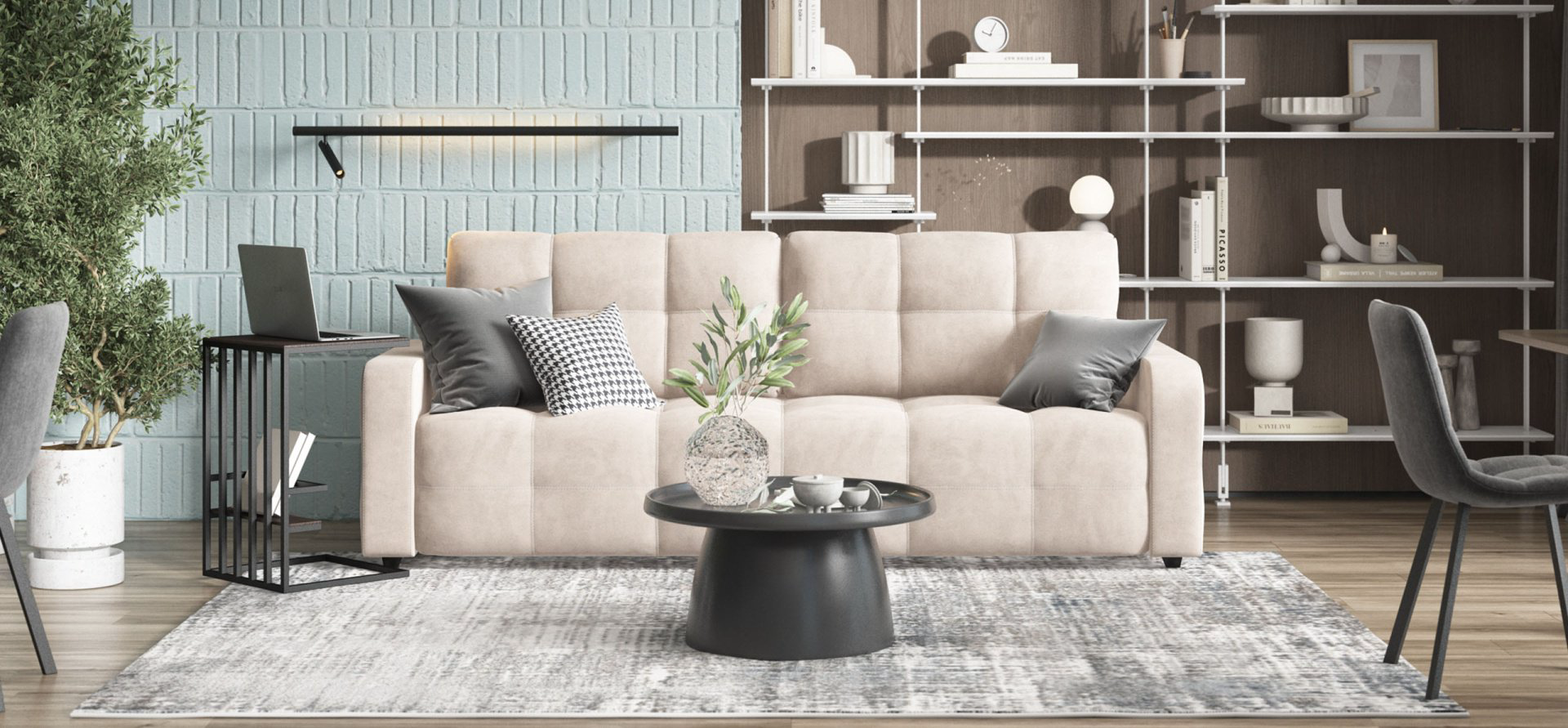 Диван Много Мебели DANDY Euro, 231х105 см, обивка ткань, бежевый купить,NaN