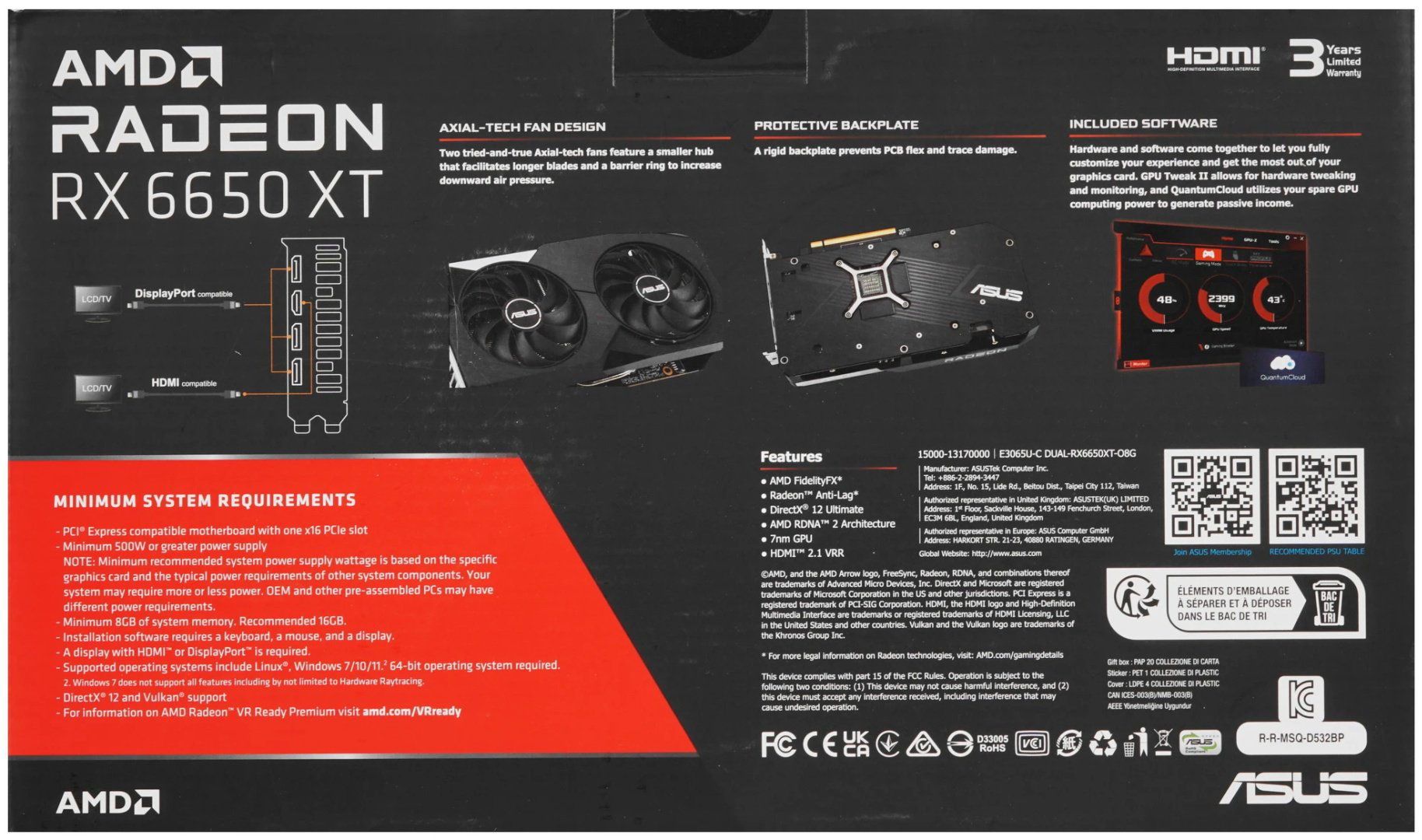 Видеокарта ASUS RX 6650 XT Dual OC Edition 8 ГБ - ForteMarket Видеокарта ASUS RX 6650 XT Dual OC Edition 8 ГБ купить,297950