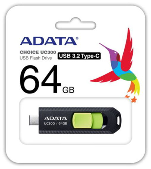 USB Flash карта ADATA ACHO-UC300-64G-RBK/GN 64 Гб купить,NaN