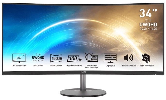 Монитор 34" MSI PRO MP341CQ черный купить,NaN