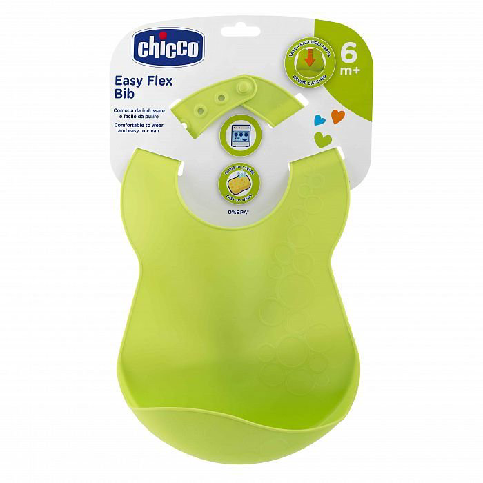  Нагрудник Chicco Flexy 6м+ зеленый купить,NaN