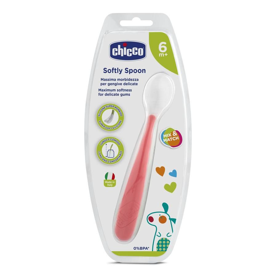  Ложка мягкая силиконовая Chicco красная 6+ купить,NaN