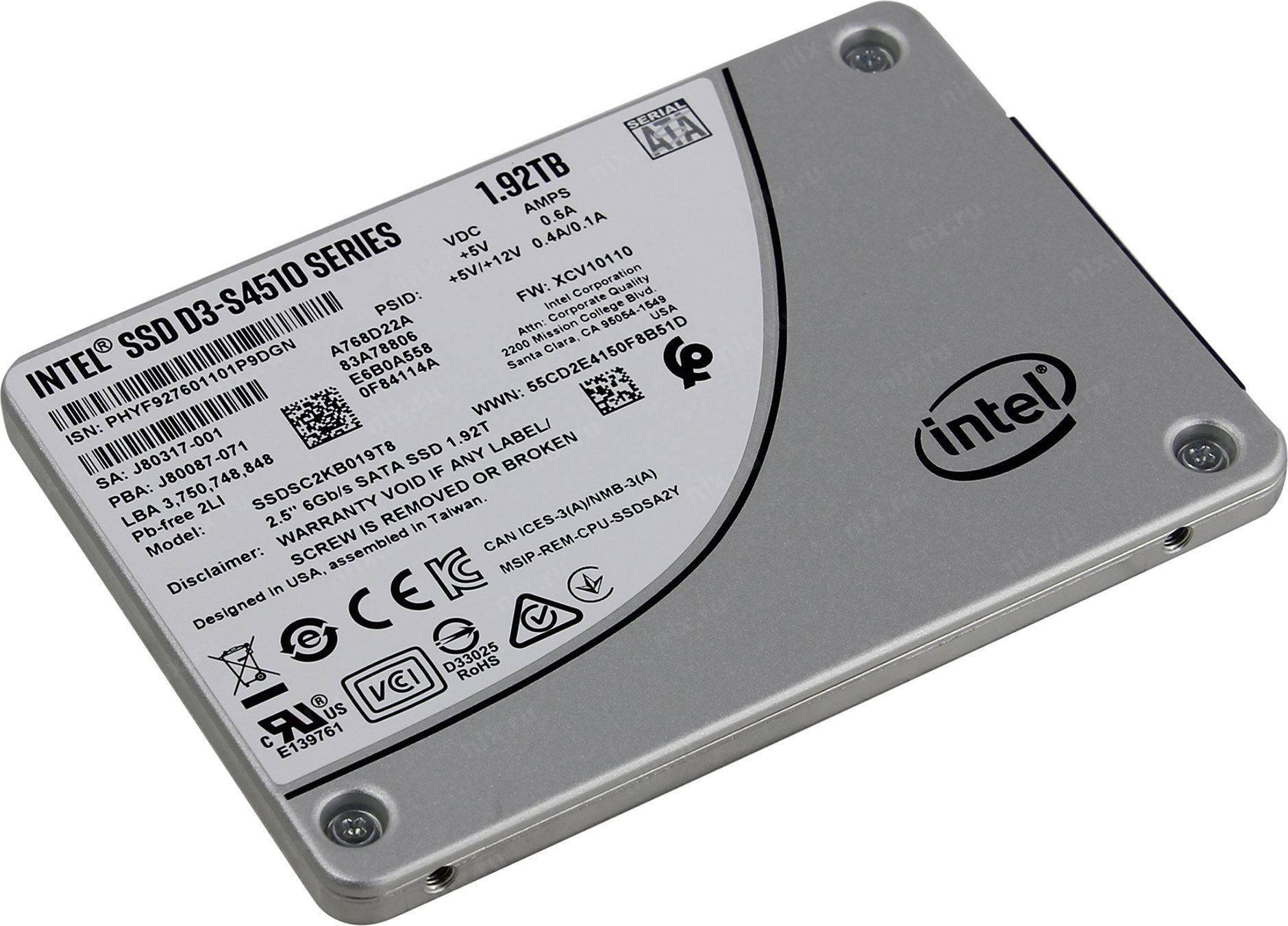 SSD накопитель Intel D3-S4510 Series SSDSC2KB019T801 1.92TB