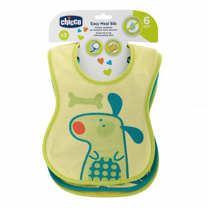 Нагрудник Chicco Easy Meal 6м+ 3шт зеленый купить,NaN