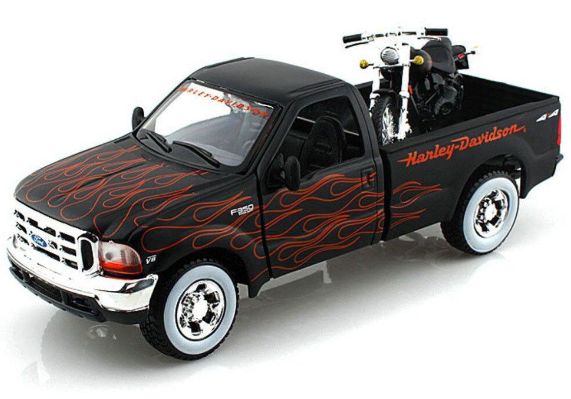 Модель автомобиля Maisto Harley-Davidson 1:24 H-D Ford F-350 Super Duty Pickup с мотоциклом H-D FXSTB Night Train купить,NaN