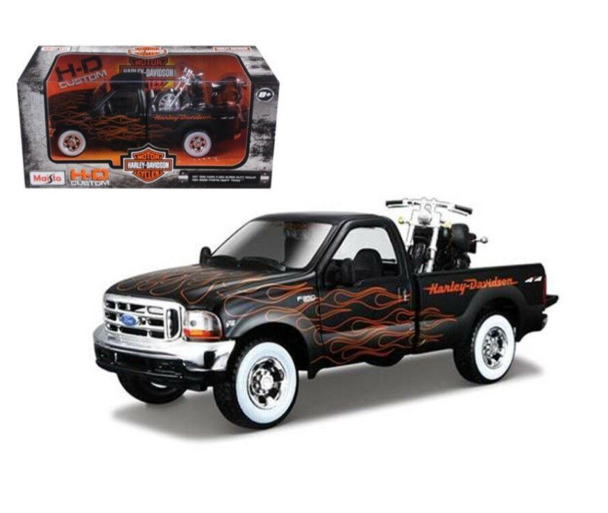 Модель автомобиля Maisto Harley-Davidson 1:24 H-D Ford F-350 Super Duty Pickup с мотоциклом H-D FXSTB Night Train купить,NaN