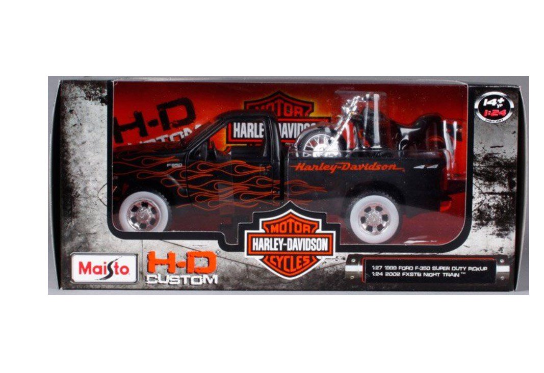 Модель автомобиля Maisto Harley-Davidson 1:24 H-D Ford F-350 Super Duty Pickup с мотоциклом H-D FXSTB Night Train купить,NaN