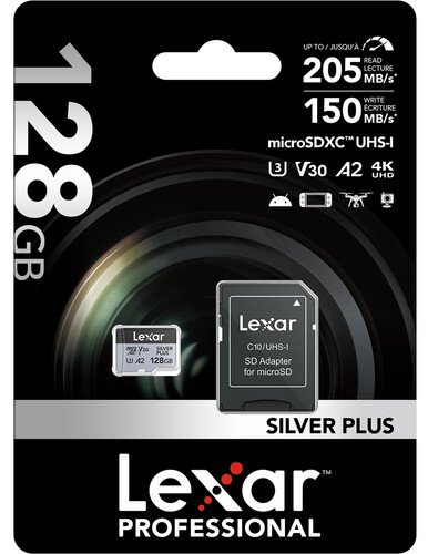 Карта памяти Lexar Professional Silver Plus UHS-I V30 LMSSIPL128G-BNANU 128 Гб купить,NaN